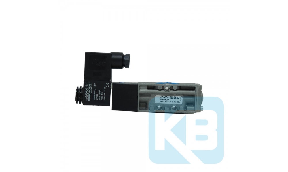 VÁLVULA SOLENOIDE MOLA 1/8 5 VIAS ATUADOR PLASTICO 24vcc